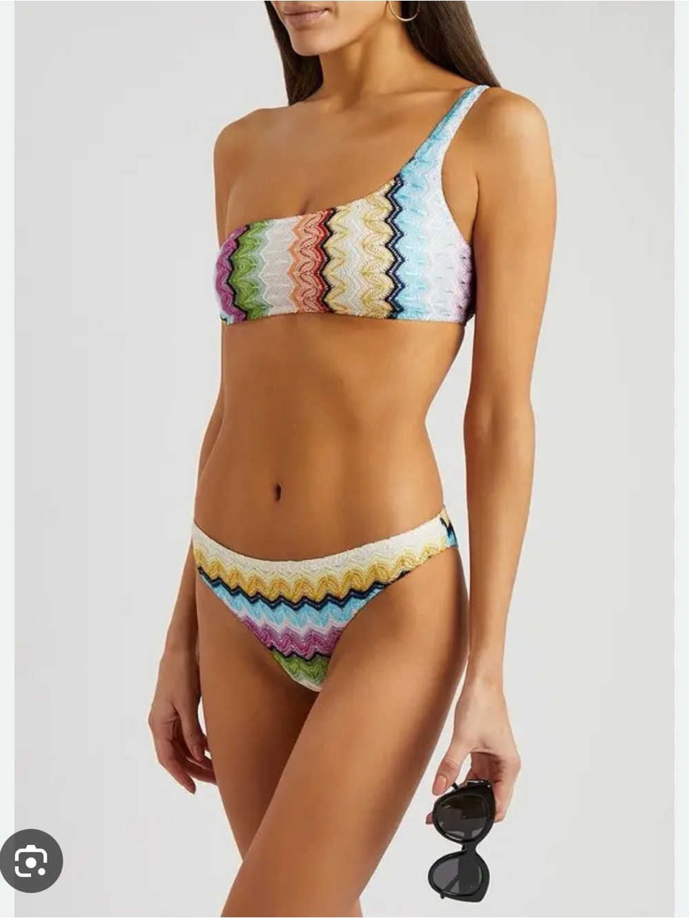Missoni Mare Swim - One Shoulder Two Piece Zig Zag Multicolor Size EU 38